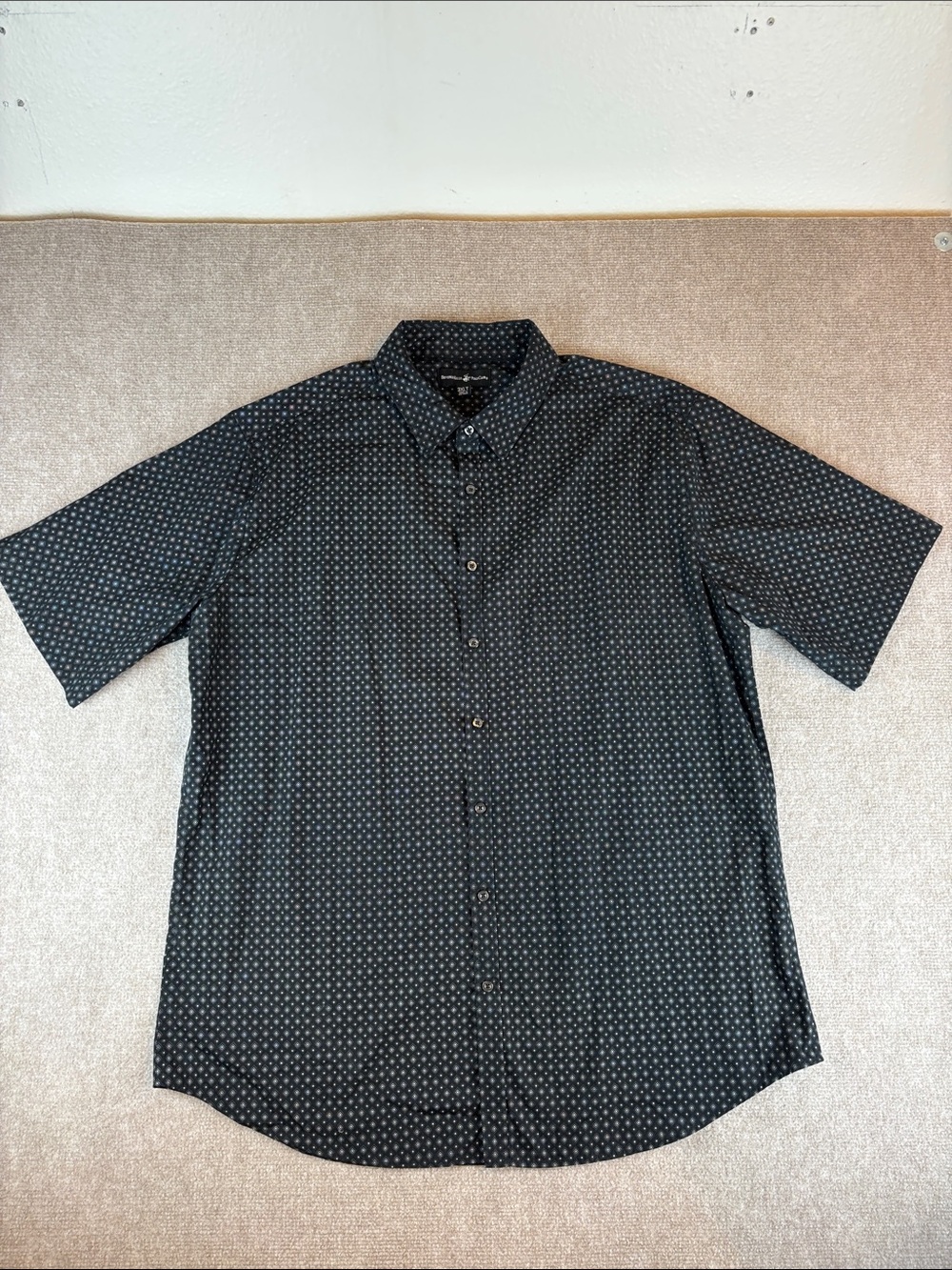 Beverly Hills Polo Club Black Short-Sleeve‎ Printed Button-Down Shirt Size 3XLT
